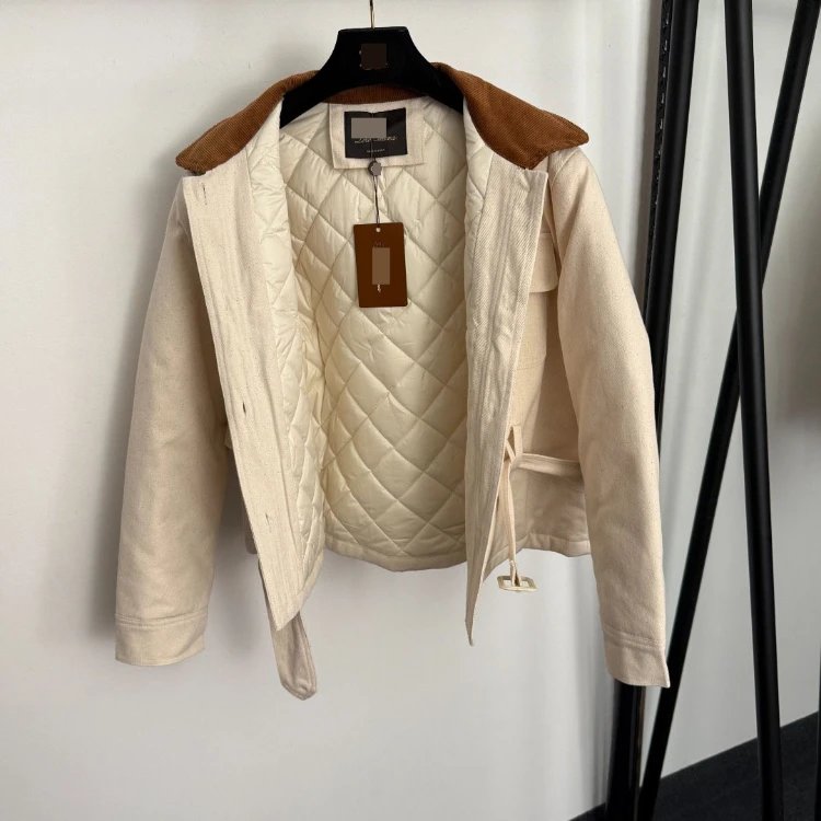 NYPY Jackets Belted jacket with corduroy collar and flap pockets image 3