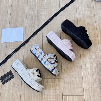 Chanel Tweed Platform Slide Sandals [4 styles]