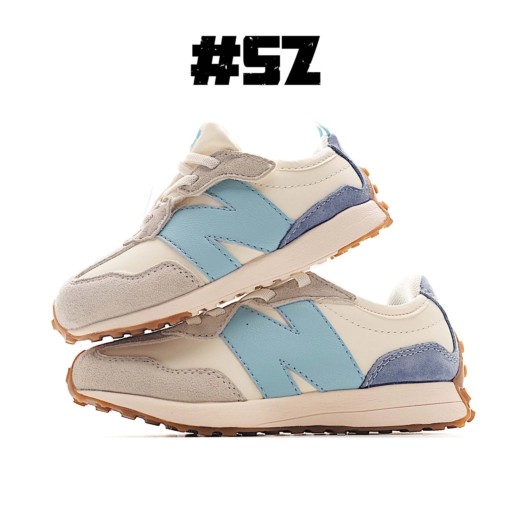 Unbranded Sneakers Wide-fit retro low-top with N side overlay — Milk Blue