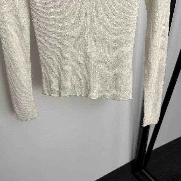 Prada Knitwear Ribbed crew-neck long-sleeve logo knit top image 5