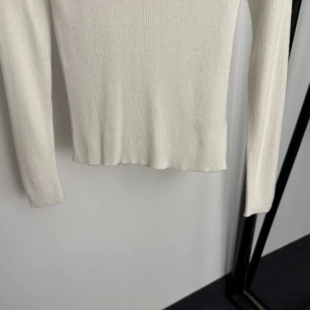 Prada Knitwear Ribbed crew-neck long-sleeve logo knit top product detail image 5