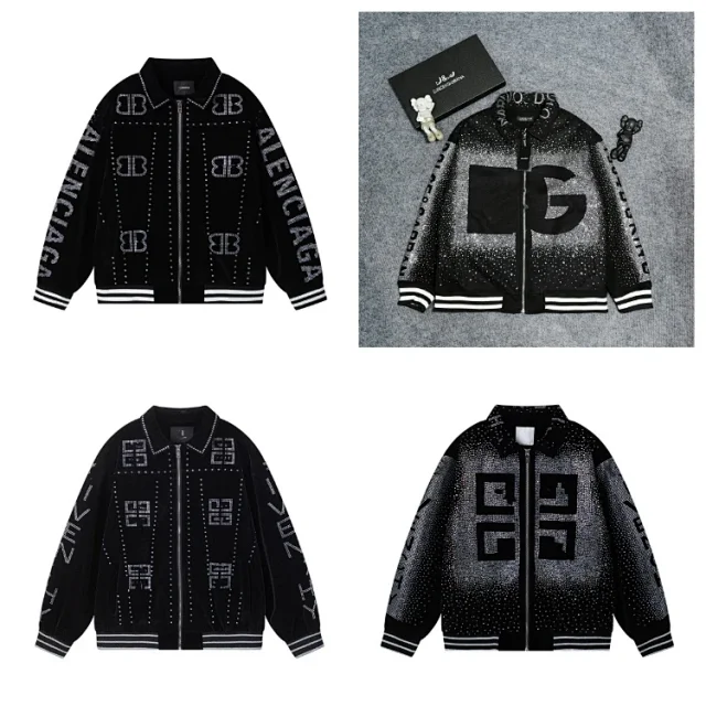 Balenciaga Jackets Rhinestone Velvet Zip Jacket product detail image 1