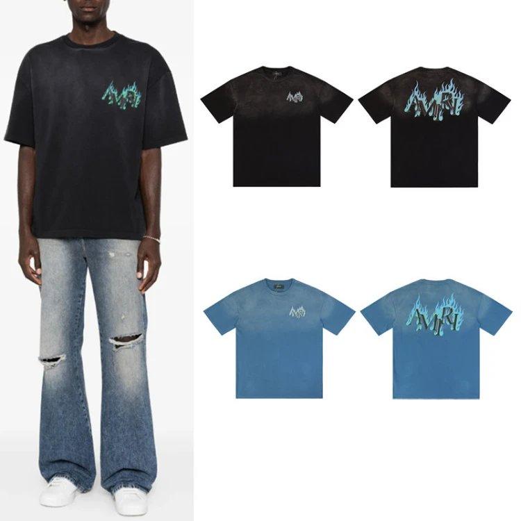 Amiri Flame Letter Print T-Shirt