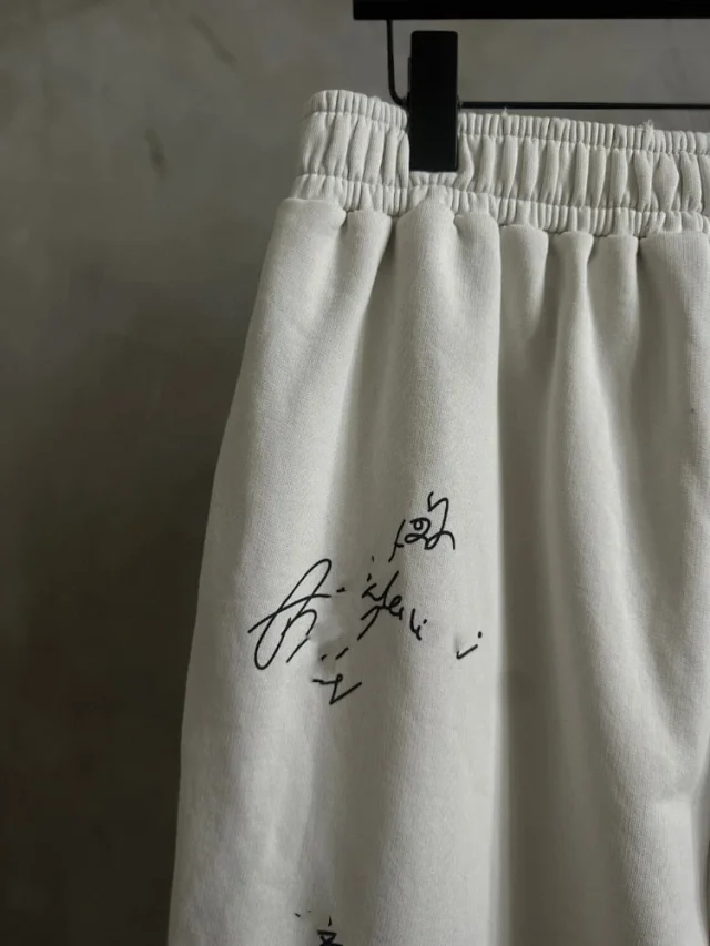 Unbranded Trousers Elastic-Waist Wide-Leg Embroidered Sweatpants product detail image 5