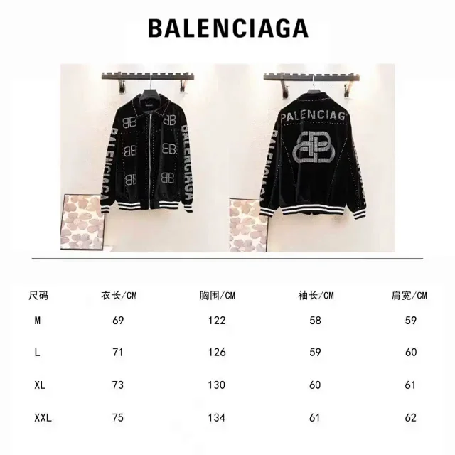 Balenciaga Jackets 5181 velvet baseball jacket with rhinestone logo product detail image 5