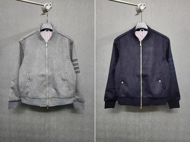 Thom Browne Jackets Four-bar zip bomber jacket product detail image 1