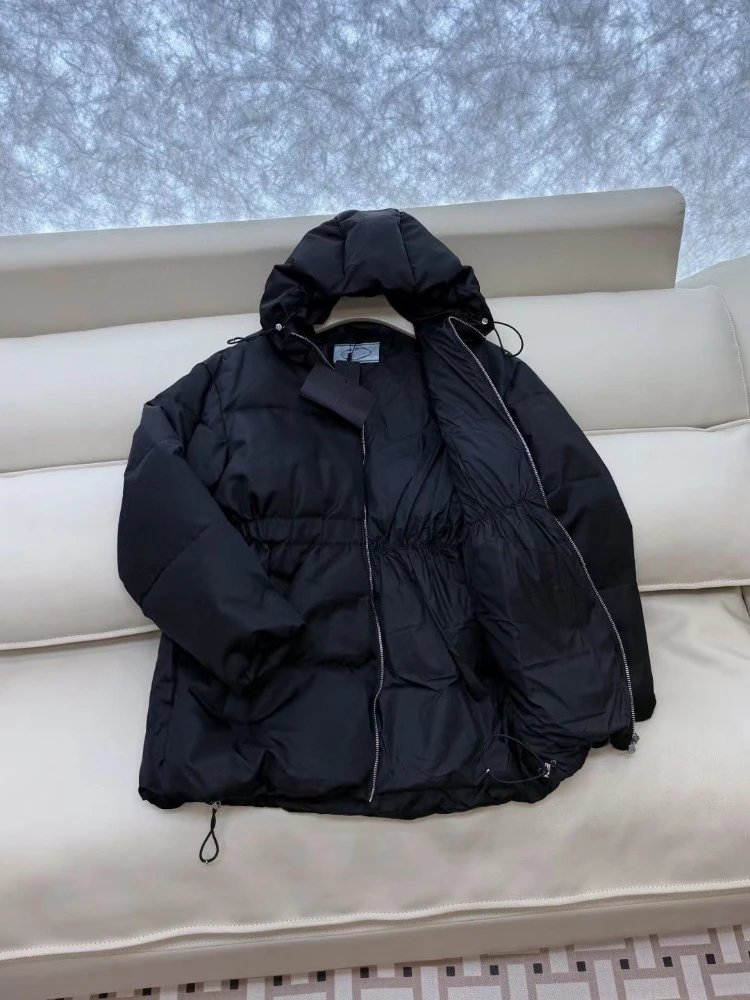 Prada Down Jackets Hooded quilted puffer jacket with elastic waist and drawstring hem image 4