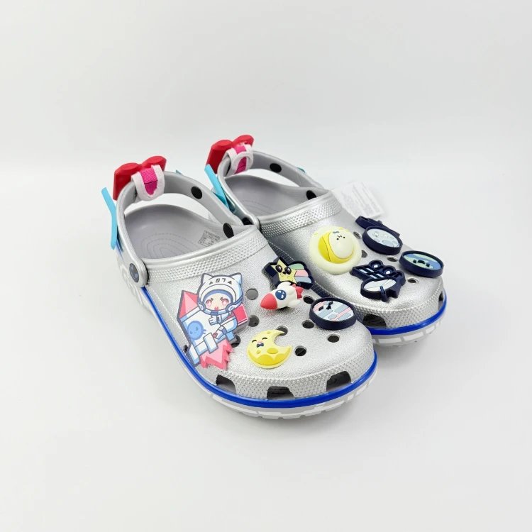 Crocs Classic Silver Space Theme Clogs