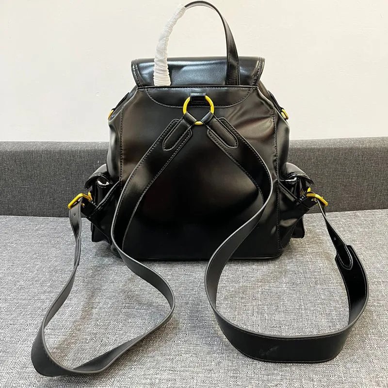 Miu Miu Backpack Navy Blue Canvas with Brown Leather Trim - 5
