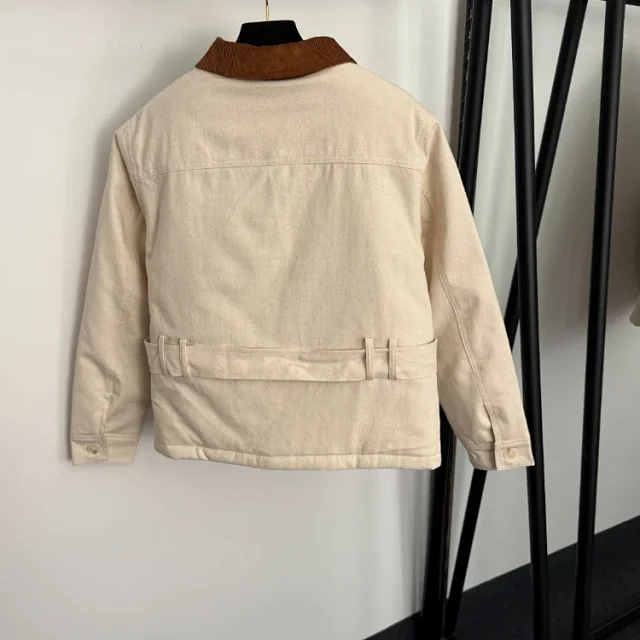 NYPY Jackets Belted jacket with corduroy collar and flap pockets product detail image 2
