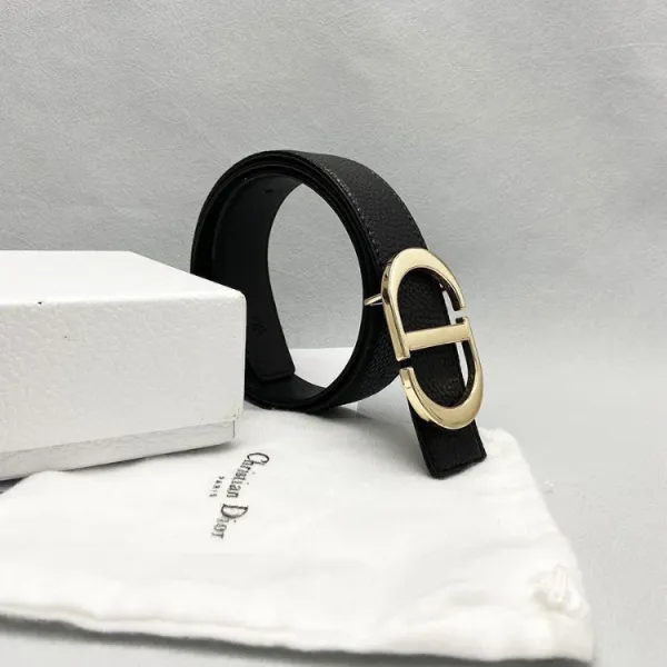 Dior CD Belt Black Leather with Gold-Tone Buckle - 5
