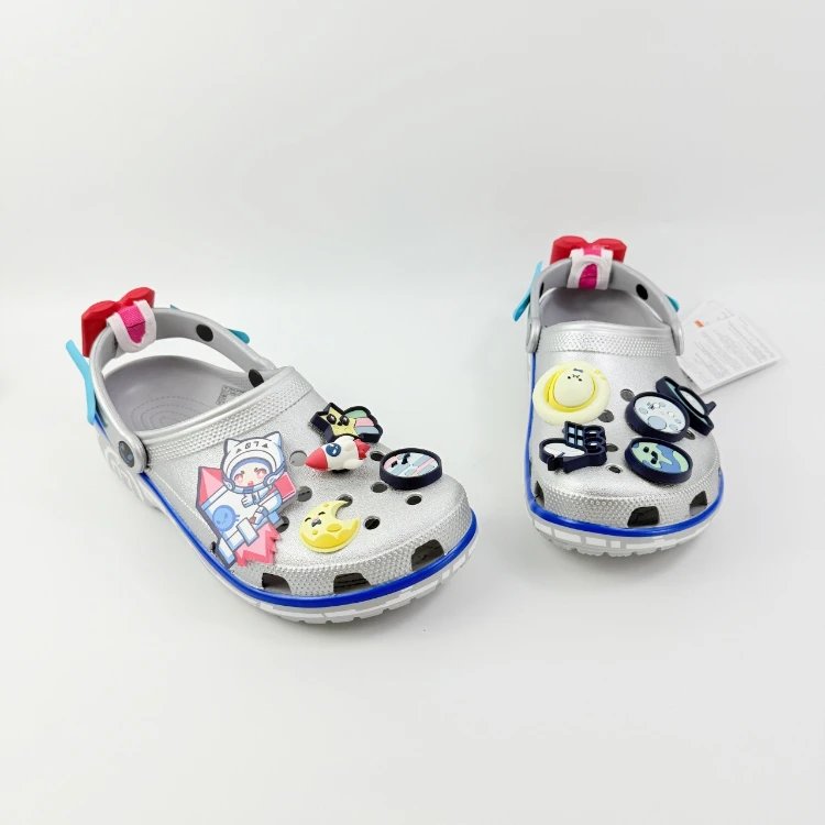 Crocs Classic Silver Space Theme Clogs