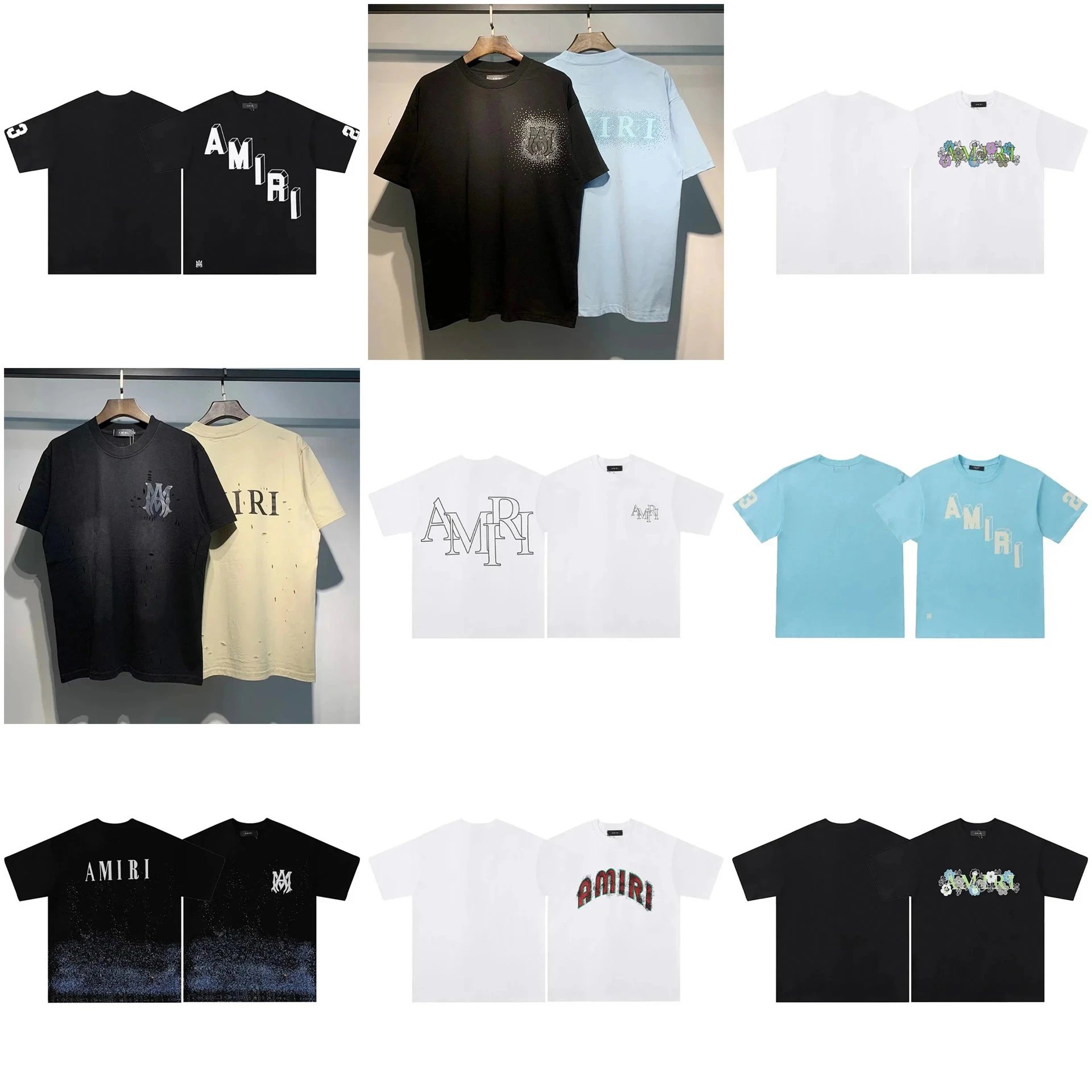 AMIRI Slant Letter Sleeve Number Print T-shirt