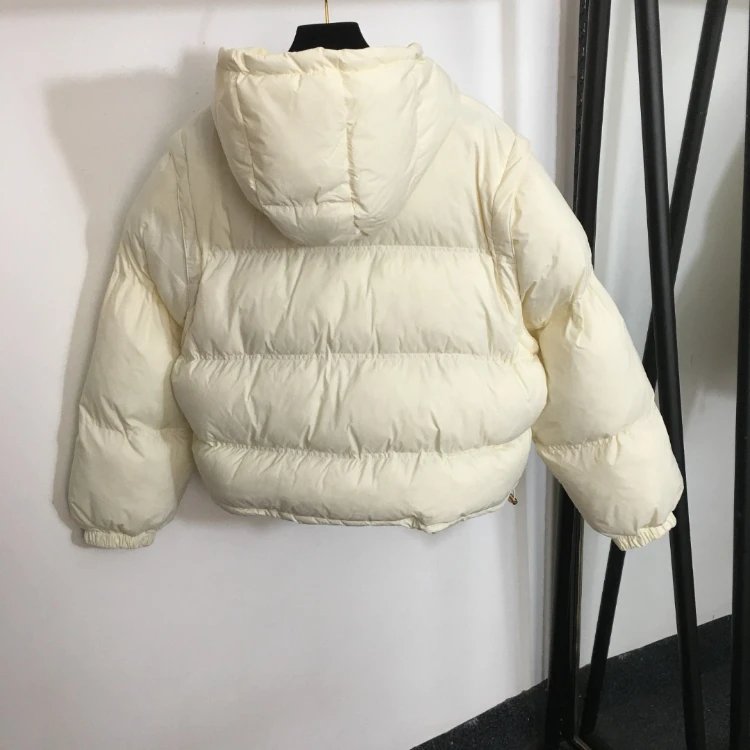 CELINE Down Jackets Hooded cropped puffer jacket with Triomphe logo patch image 2