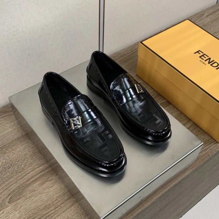 Fendi Leather Shoes FF Buckle Loafers — 2