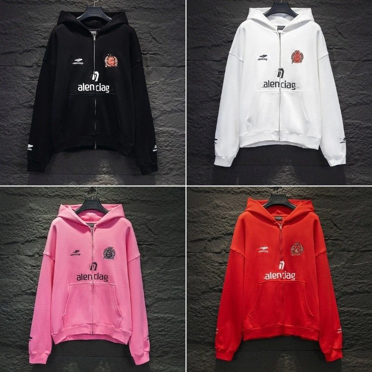 Balenciaga Soccer Oversized Zip-Up Hoodie - 008401