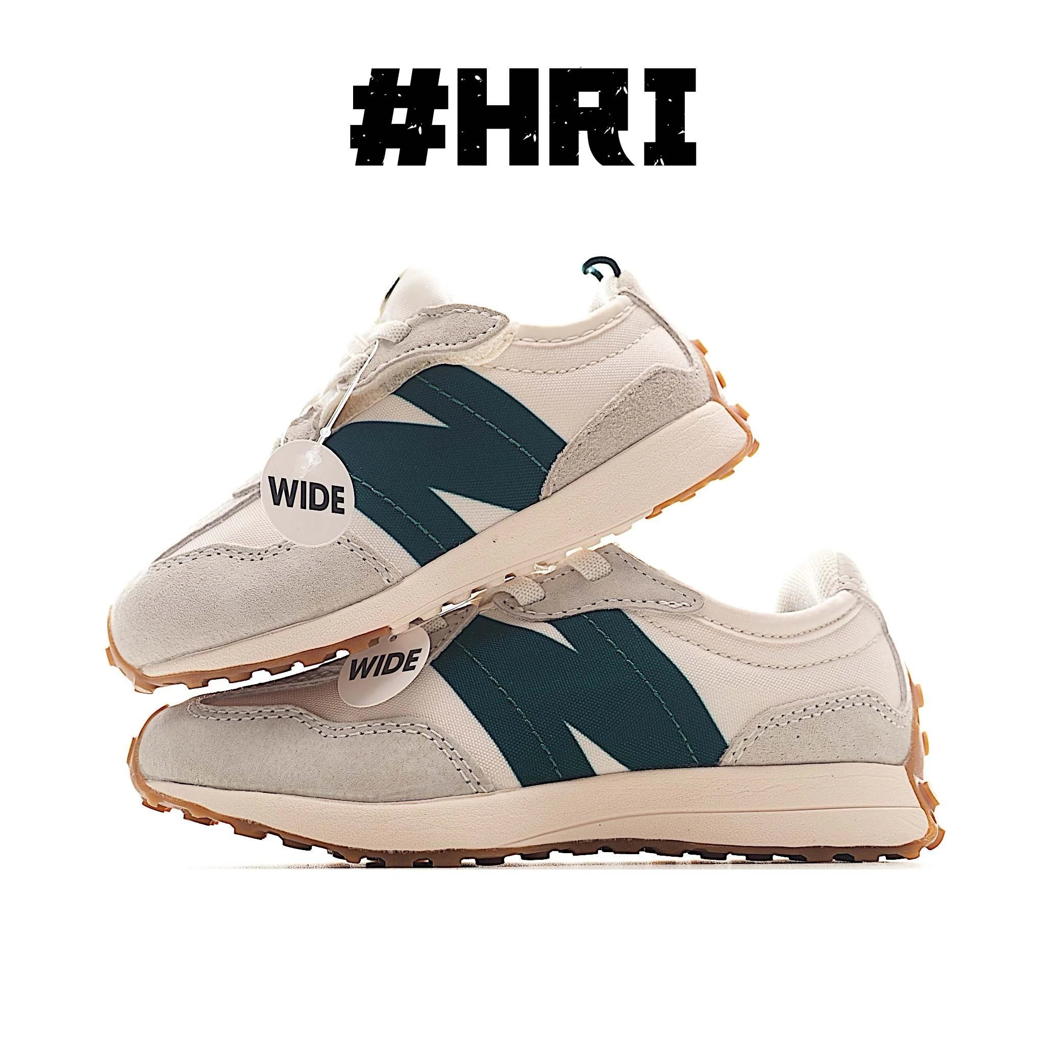 Unbranded Sneakers Wide-fit retro low-top with N side overlay — Rice green