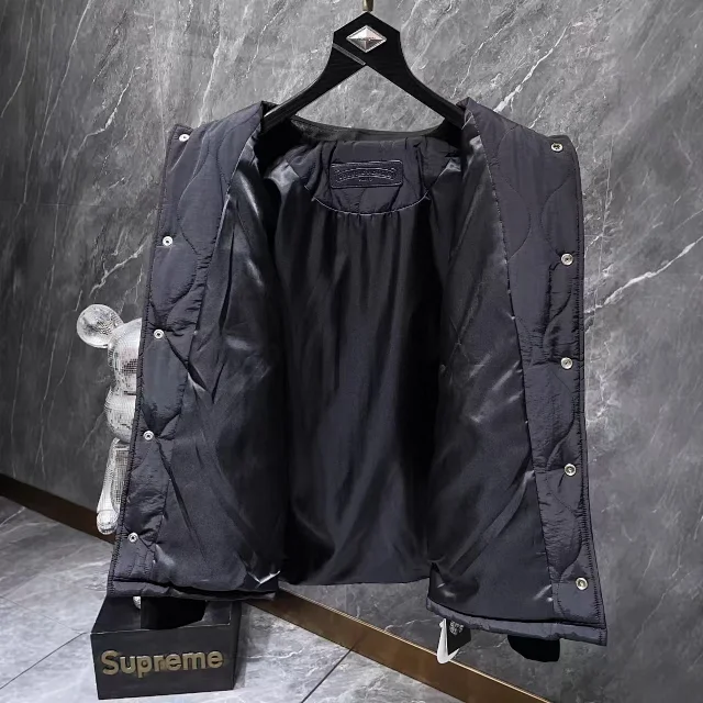 Chrome Hearts Jackets Quilted jacket with leather-look collar and embroidered cross motifs product detail image 3