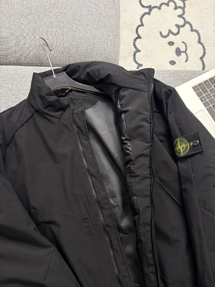 Stone Island Jackets Stand Collar Padded Jacket with Compass Sleeve Patch image 4