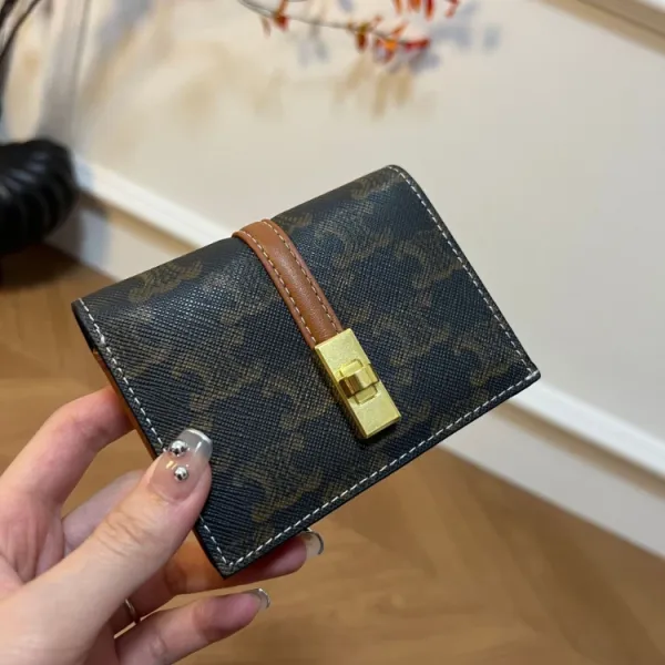 Design Minimalist Tan Leather Card Holder Wallet - 4