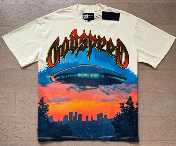 Godspeed UFO Graphic Print Cream T-Shirt - 1