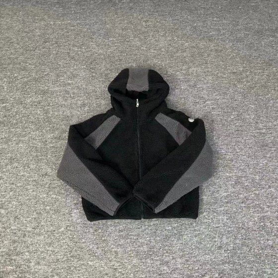 Color blocked hooded plush sweatshirt men's and women's sports casual pants set 11/8