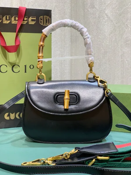 Gucci Bamboo Top Handle Bag Beige GG Supreme Handbag - 7