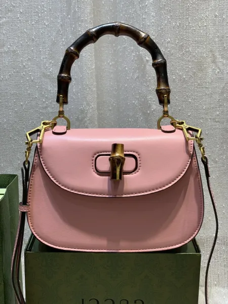 Gucci Bamboo Top Handle Bag Beige GG Supreme Handbag - 5