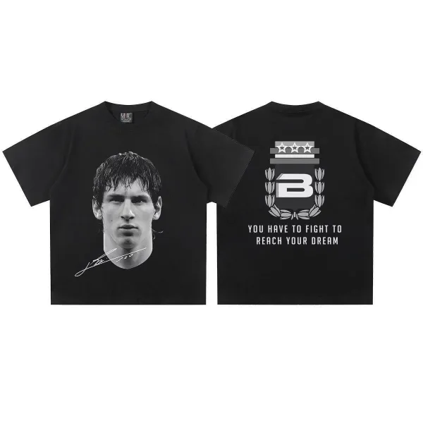 Design Lionel Messi Portrait T-Shirt Black - 1