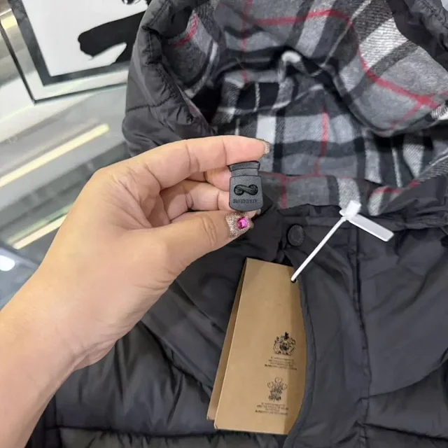 Burberry Down Jackets Check-lined hooded puffer jacket product detail image 6