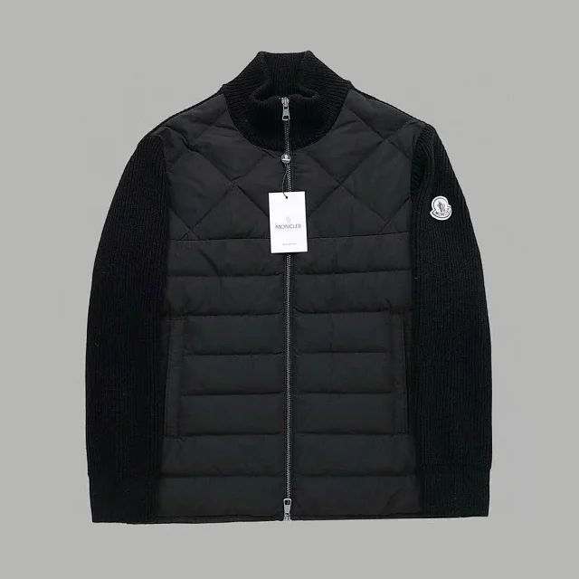 Moncler Down Jackets Knitted-Sleeve Quilted Zip Jacket product detail image 11