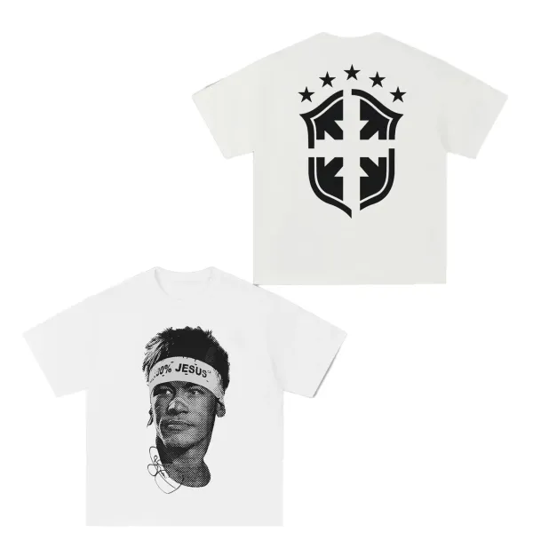 Design Jesus Shield Graphic T-Shirt White - 1