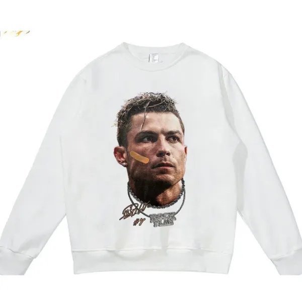 Design Cristiano Ronaldo Portrait White Hoodie - 1