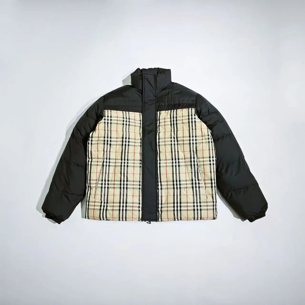 Burberry Down Jackets Check-lined hooded puffer jacket — Down jacket S