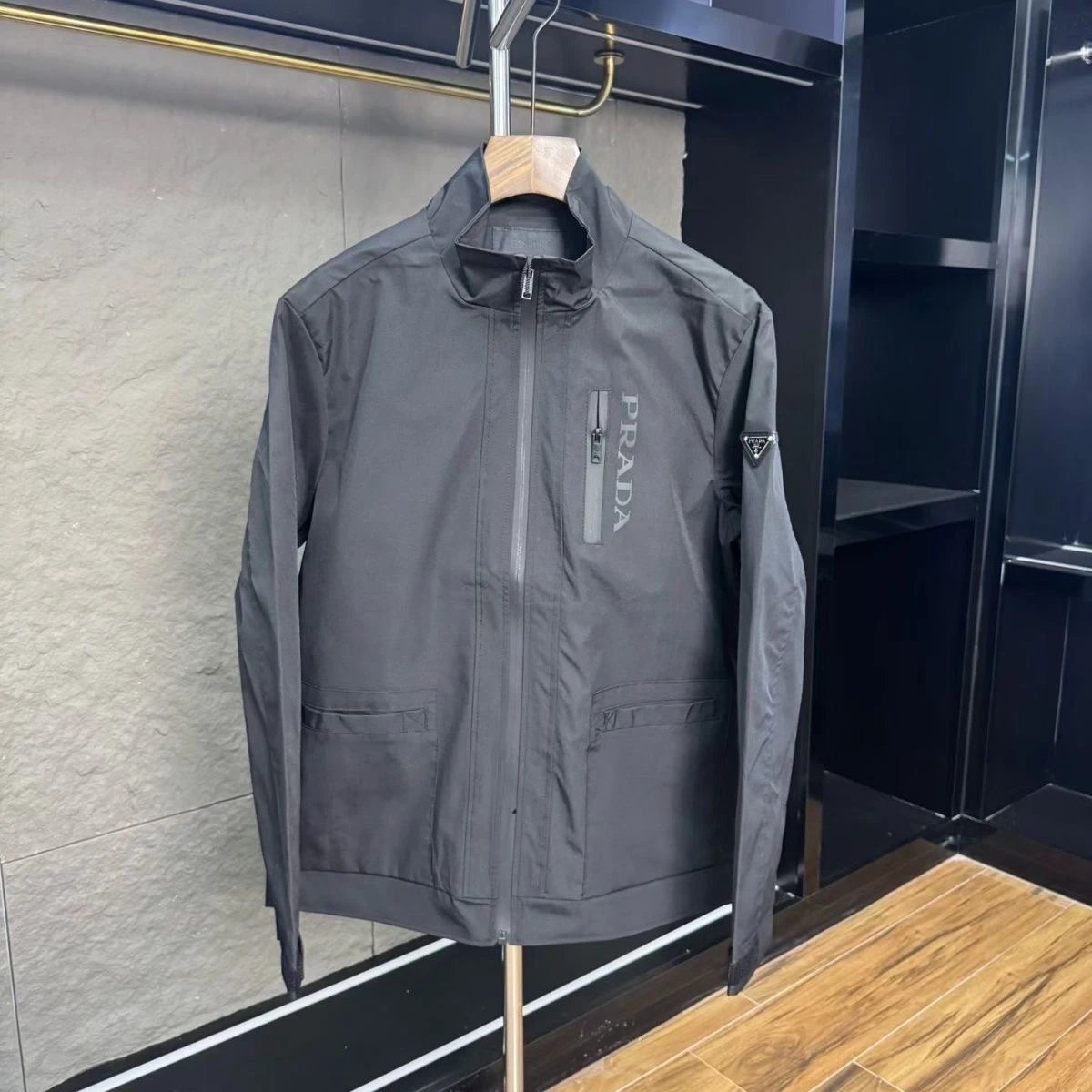 Louis Vuitton Jackets Monogram Zip-Up Jacket — Black 56019(Slightly small in size)