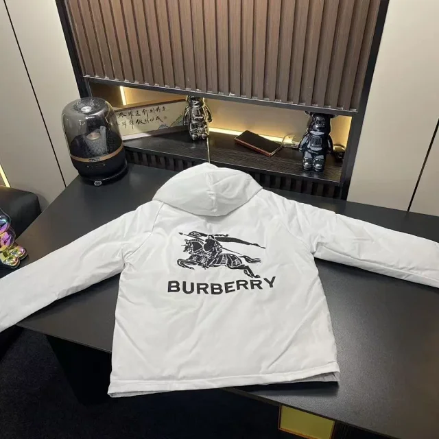 Burberry Down Jackets Check-lined hooded puffer jacket product detail image 3