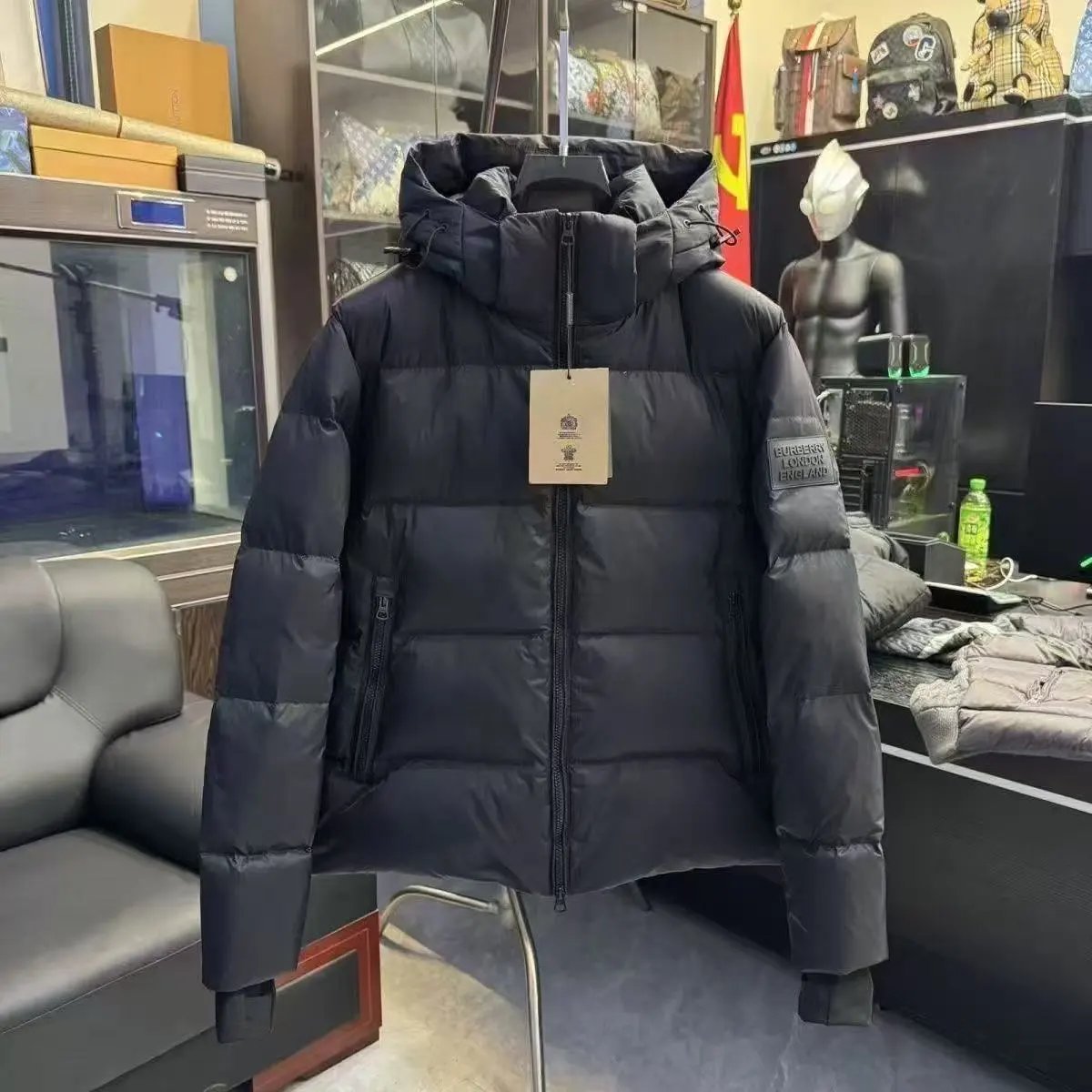 Burberry Down Jackets Check-lined hooded puffer jacket — Down jacket 7