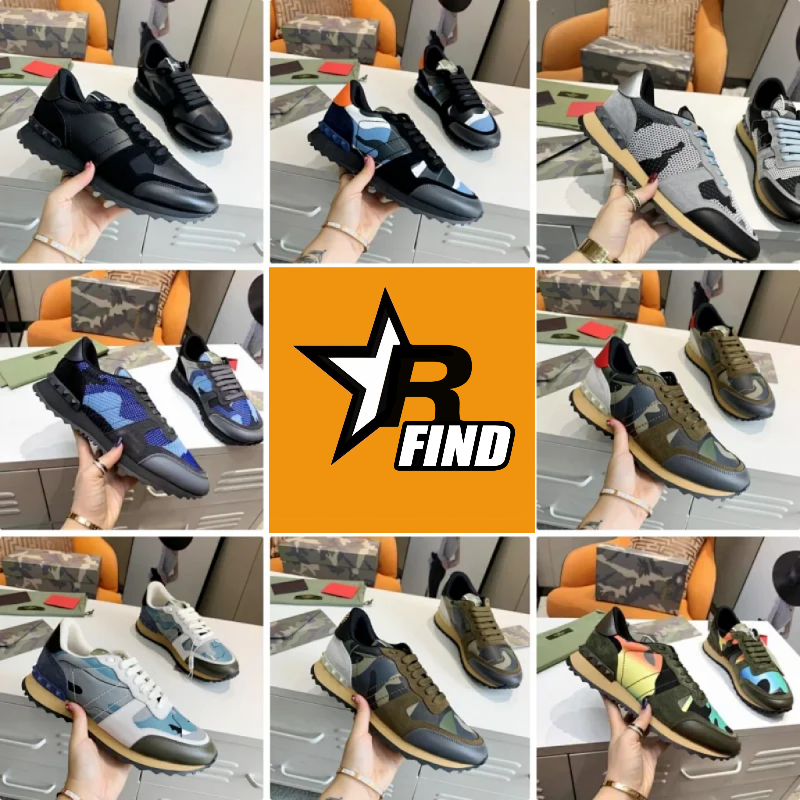 Valentino Camouflage Pattern Low-Top Sneakers with Stud Detail