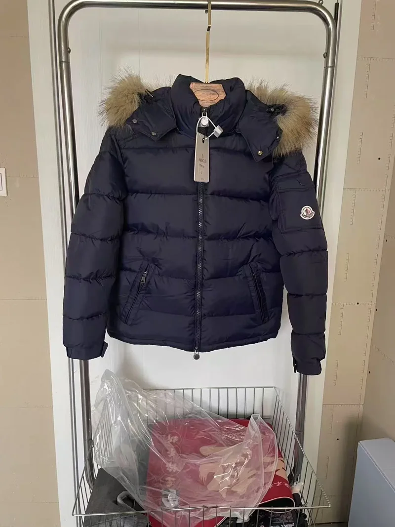 Under Armour Jackets 626 Detachable-Hooded Jacket — Moncler down jacket – navy blue with a fur-lined collar