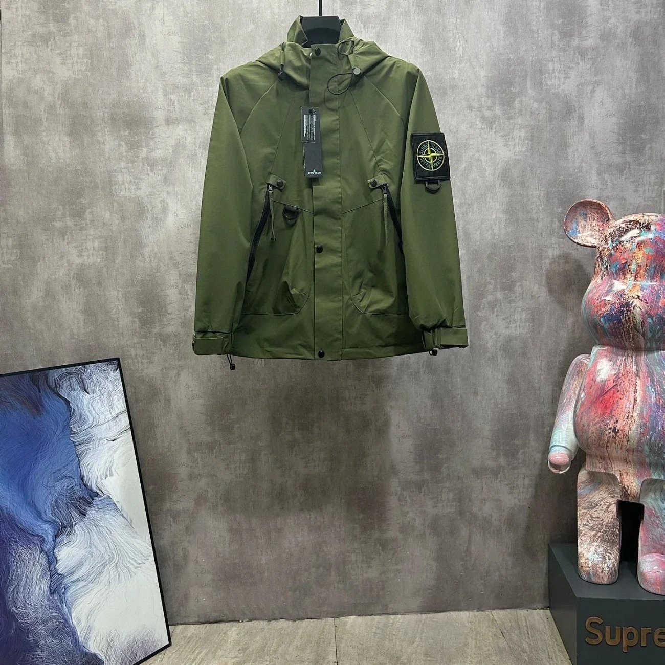 Under Armour Jackets 626 Detachable-Hooded Jacket — Stone Island style 1 – olive green