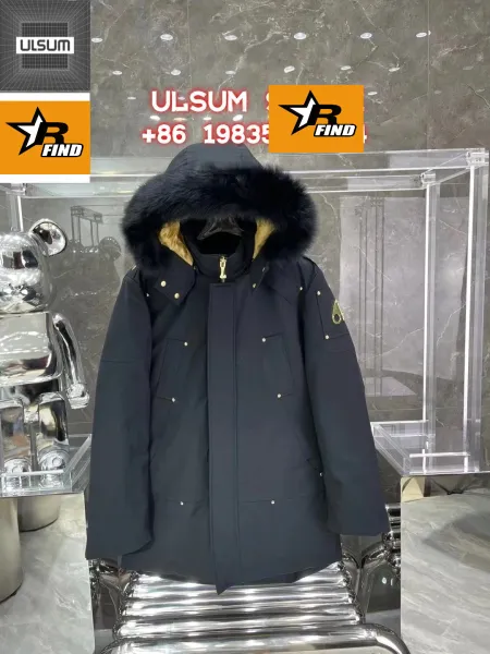 ULSUM Parka with Fur Hood Black Gold Trim Outerwear - 1