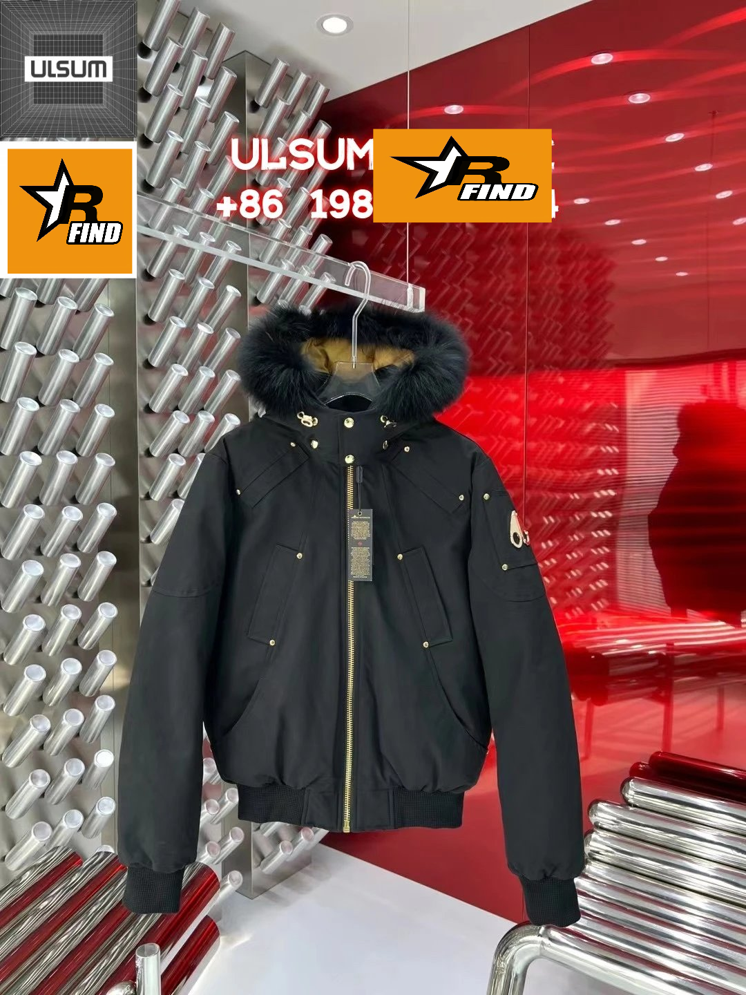 ULSUM Parka Black with Fur Trim Hood Jacket - 1