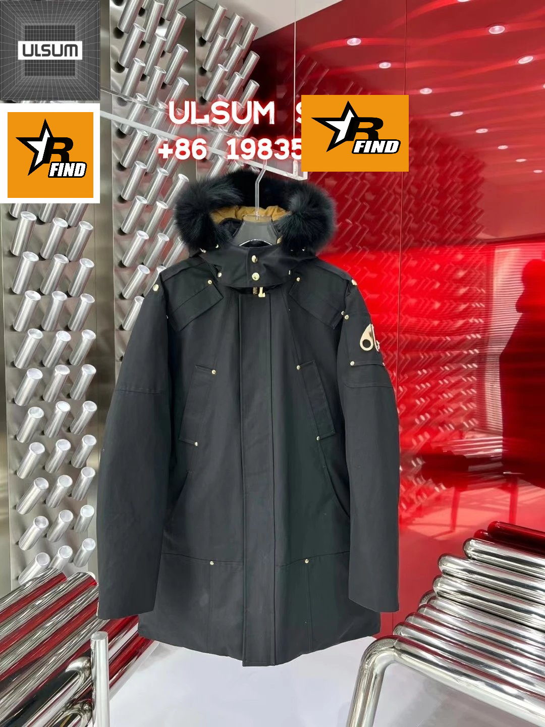 Moncler Genius 1952 Parka Black with Fur Trim