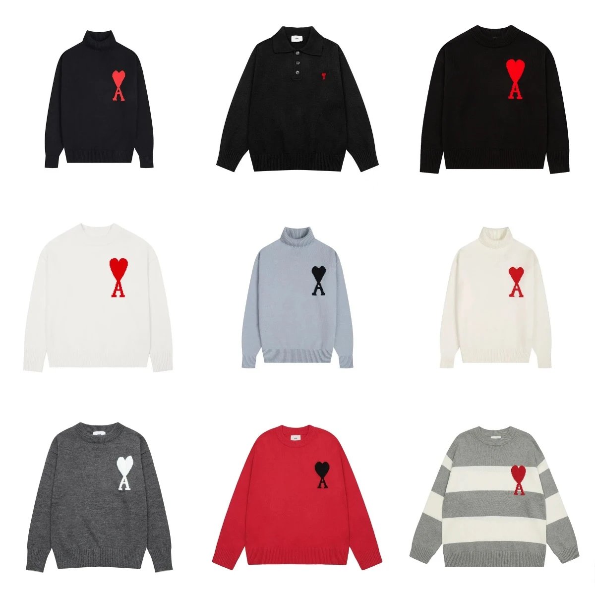 AMI Paris Heart Logo Sweaters 