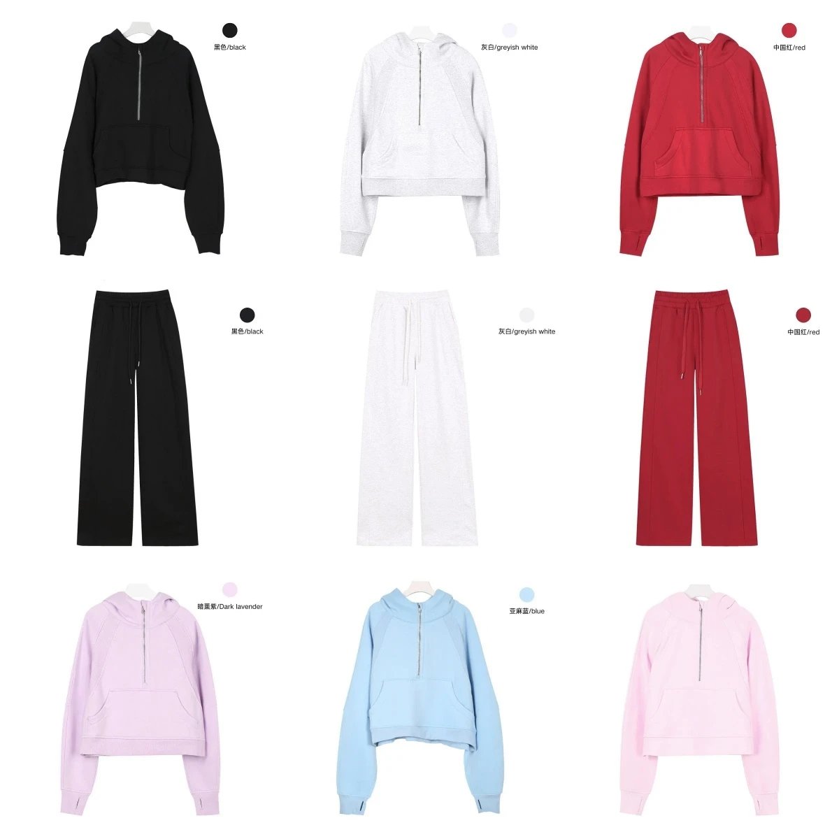 Embroidered sweatshirt hooded half-zip plus velvet sports yoga warm jacket and sweatpants