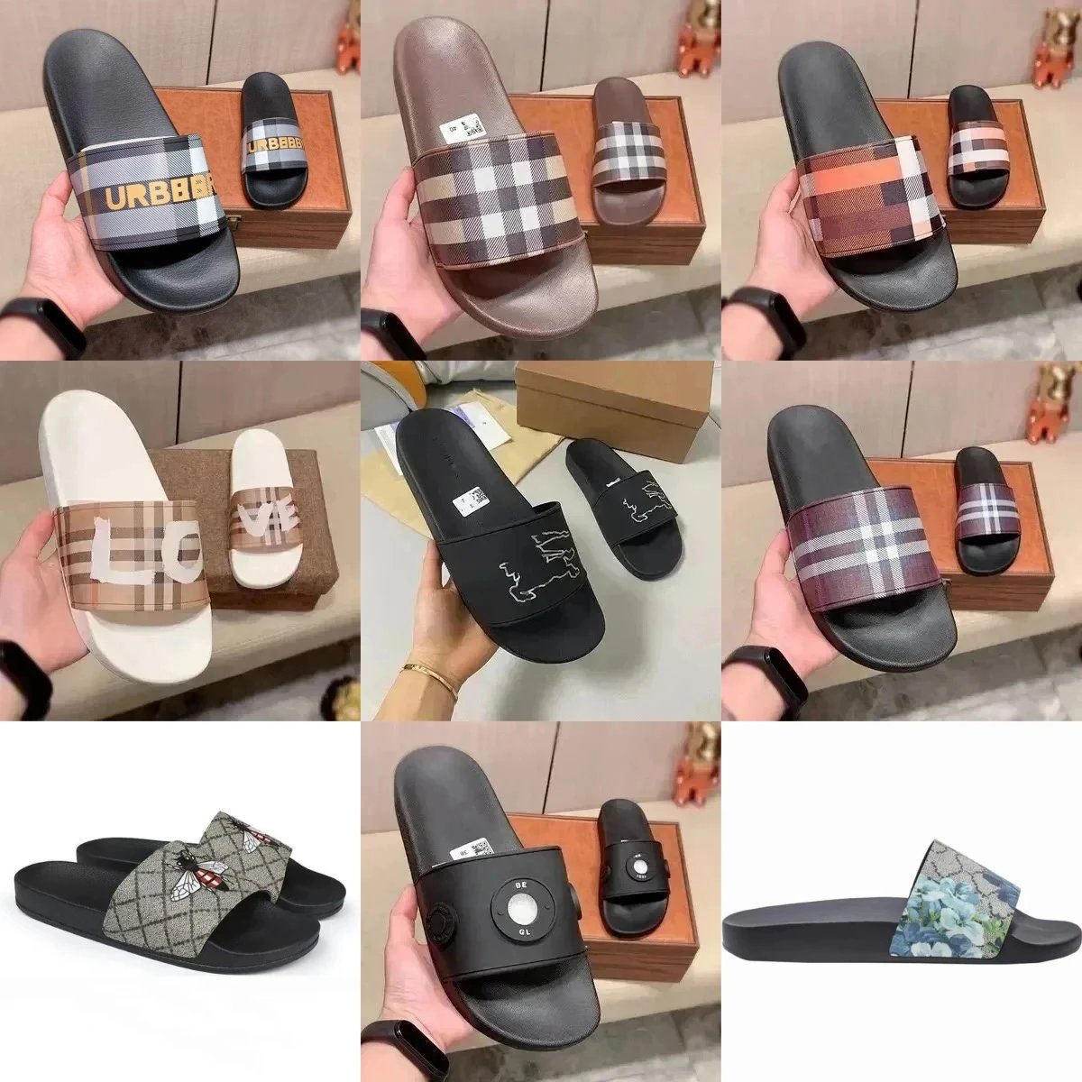 Burberry Check Strap Slides [2