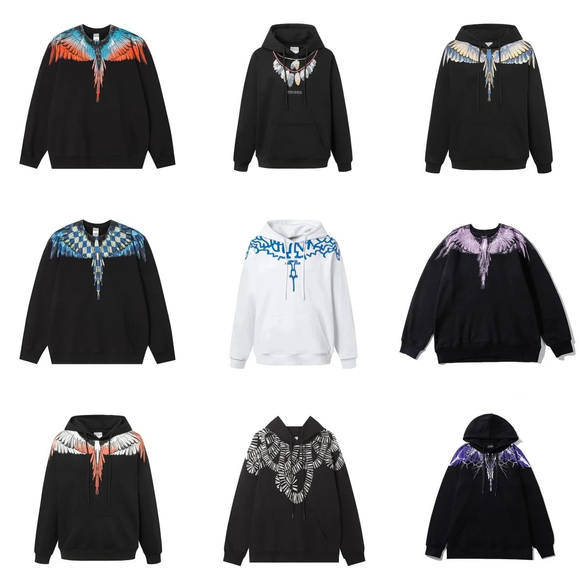 K1 Colorful Feathered Illusion Wings Couple Hoodie