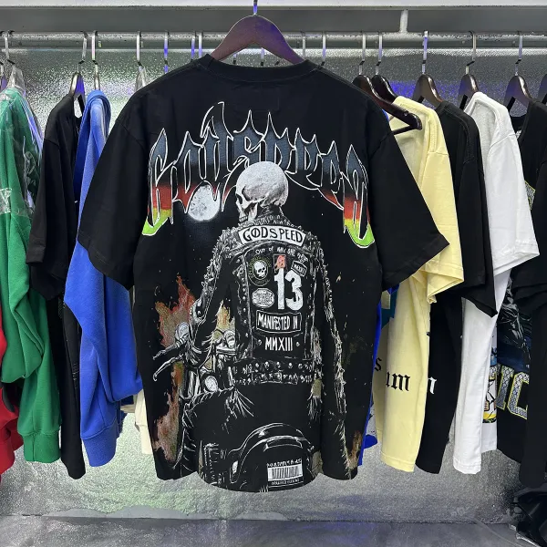Godspeed Skull Rider White Graphic T-Shirt - 3