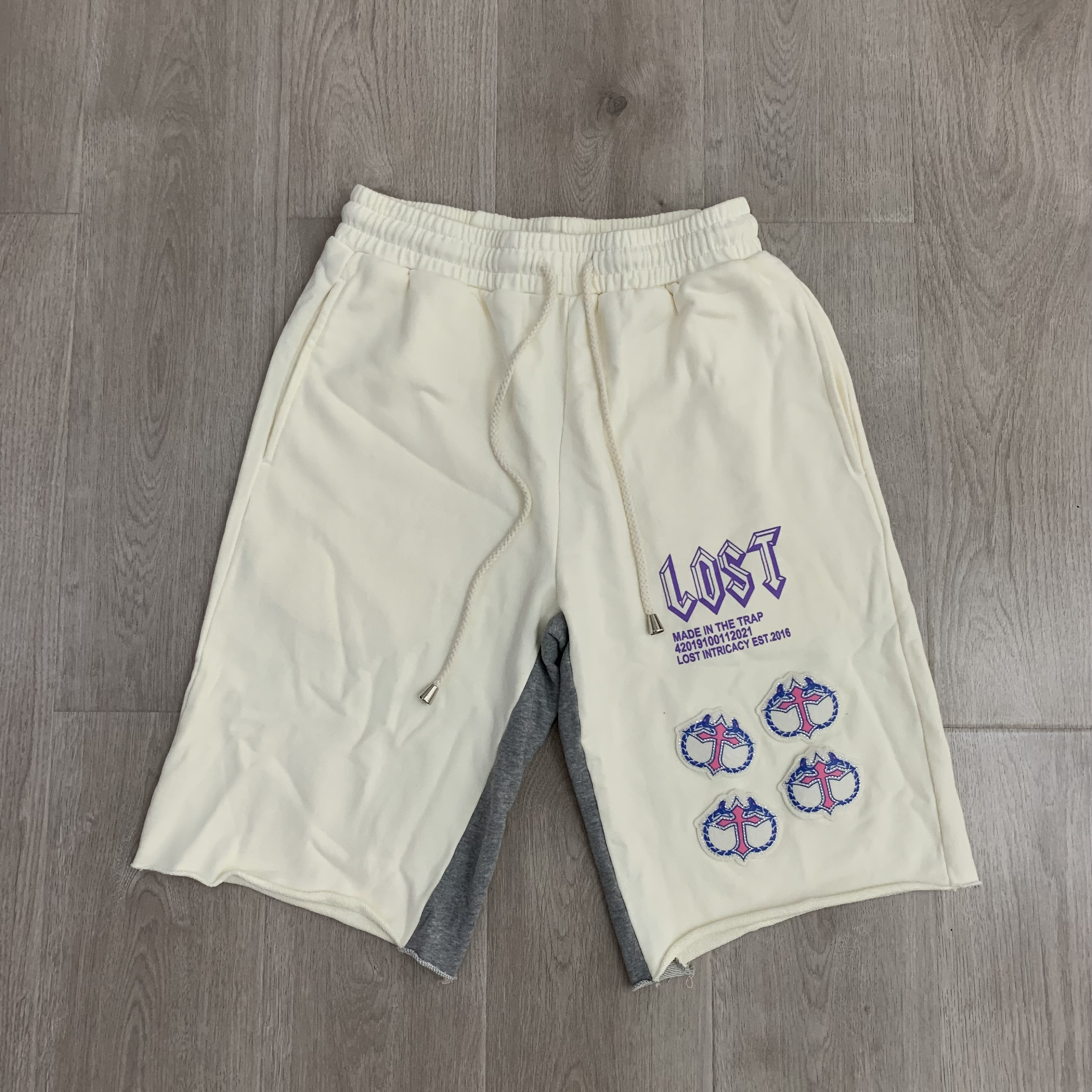 Lost Shorts Graphic raw-hem drawstring product image