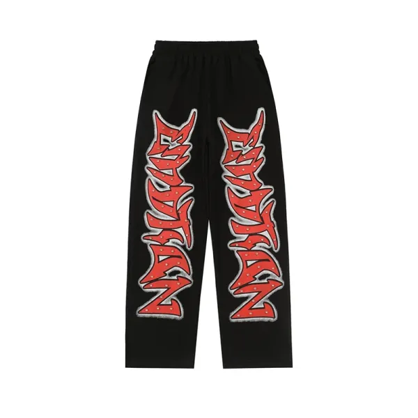 Design Graphic Print Light Blue Sweatpants - 3